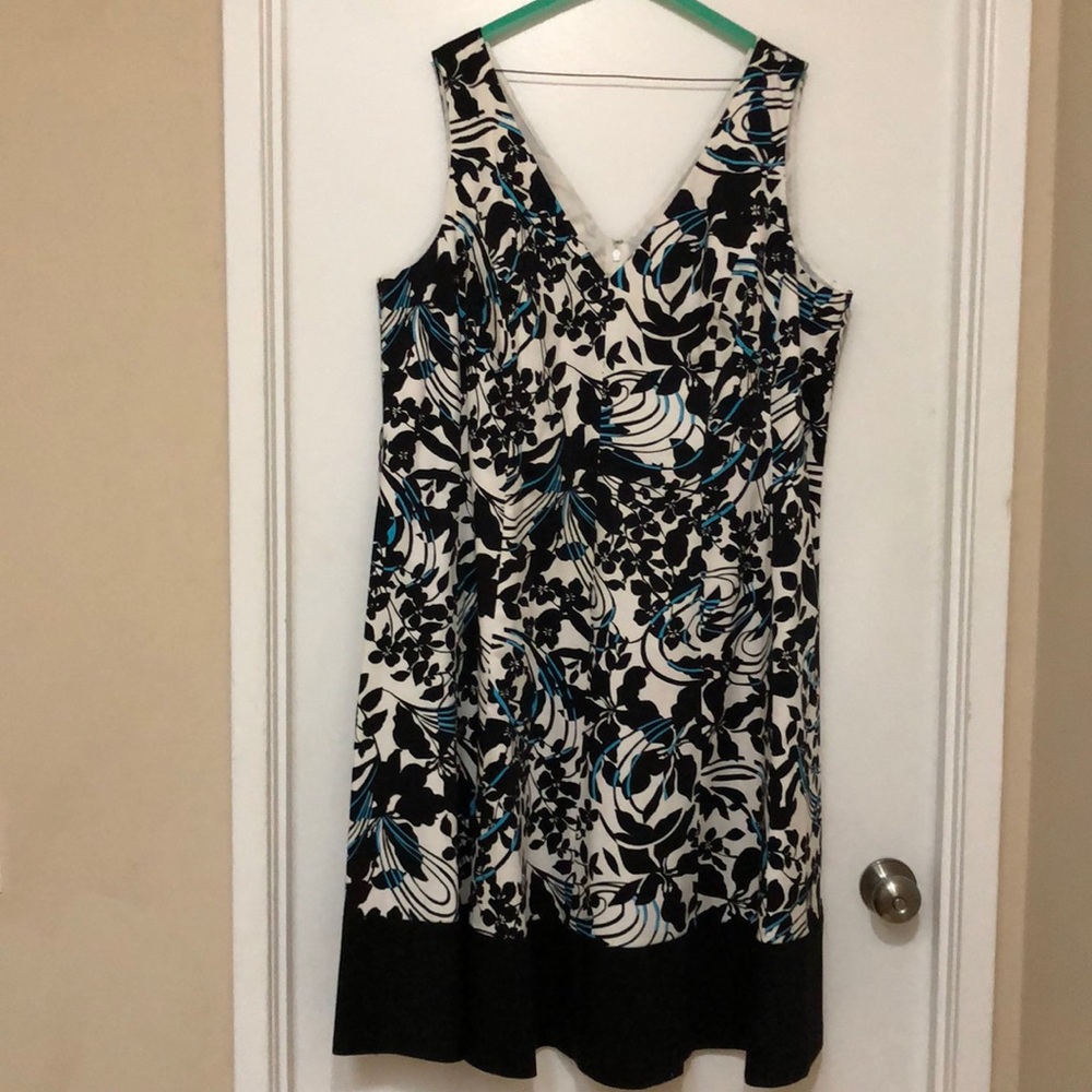 Plus size white, black, blue dress